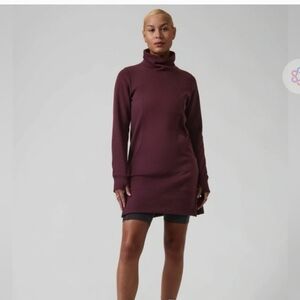 Athleta Women's Cozy Karma Tunic Dress in Deep Burgundy